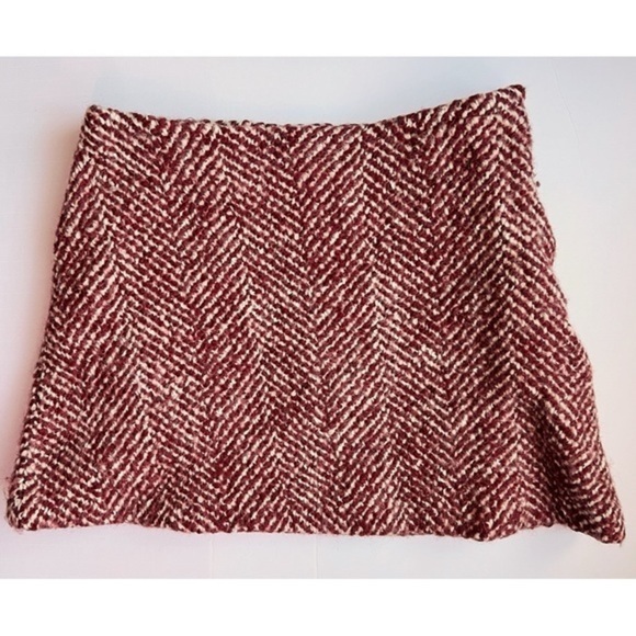 Piazza Sempione • Burgundy Herringbone Tweed Mini Skirt - Picture 1 of 6